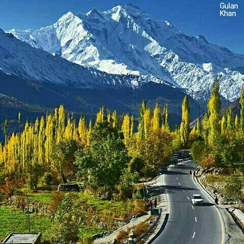 Panoramic view of Skardu valley with autumn colors